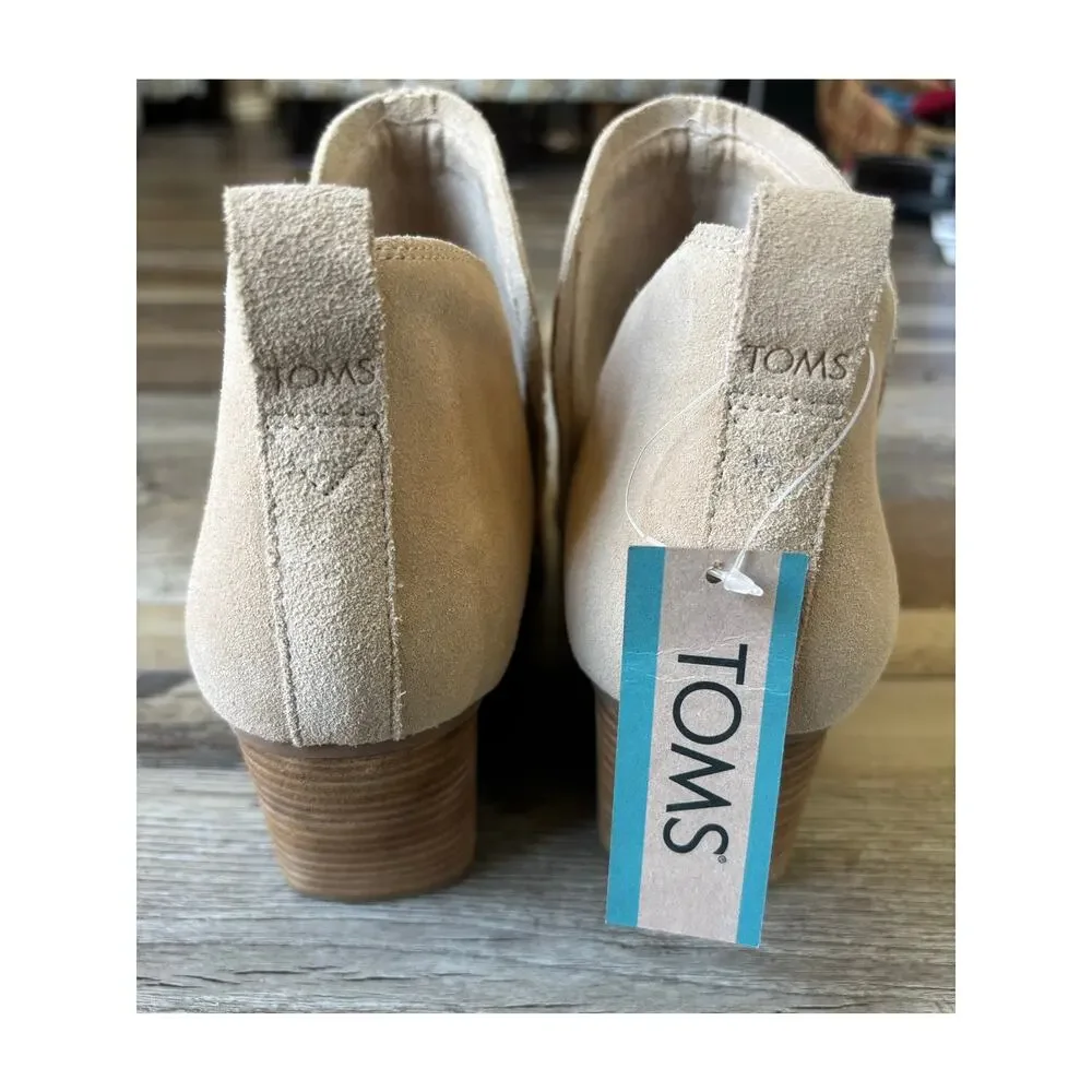 TOMS Kaia Wedge Booties Women’s Size 12 Oatmeal Suede Leather Ankle Boots NWT